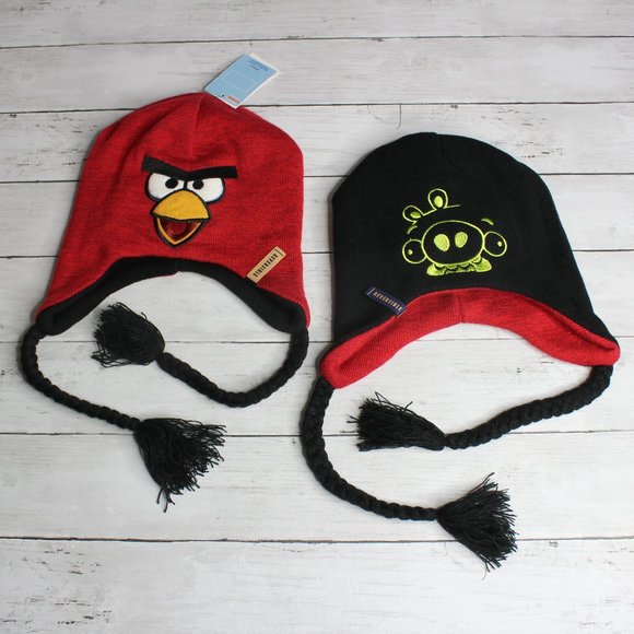 Angry Birds Reversible Winter Knit Earflap Hat One Size - Picture 1 of 5